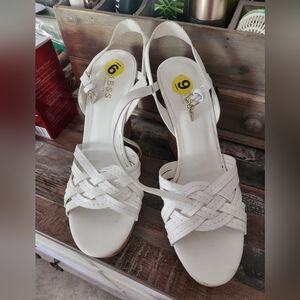 Guess White Elegant Woven Wedge Heels